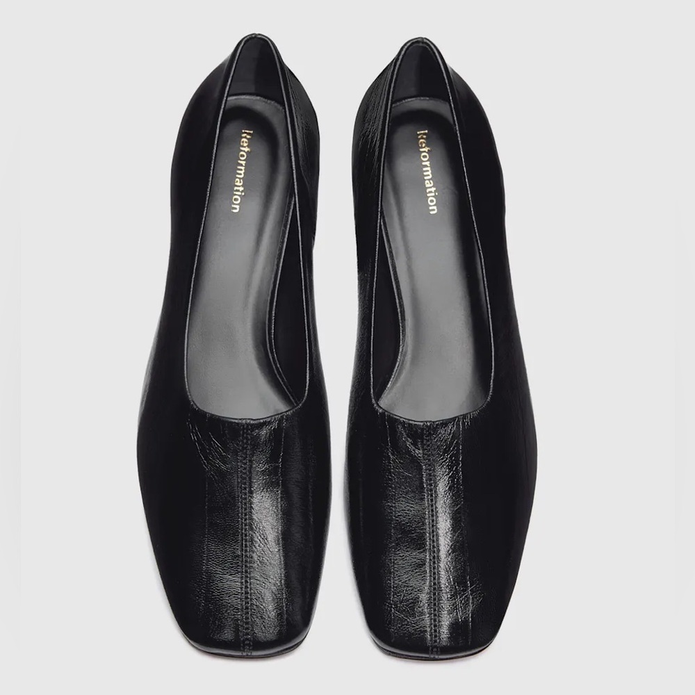 NEW Reformation Inez Black Leather Block Heel Pump 35mm Heel, sz 7.5 - Picture 2 of 13